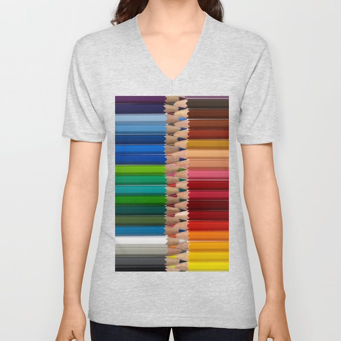 Color Pencils V Neck T Shirt