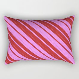 [ Thumbnail: Violet and Red Colored Striped Pattern Rectangular Pillow ]
