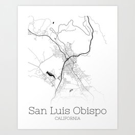 San Luis Obispo California City Map Art Print | Graphicdesign, Sanluisobispo 