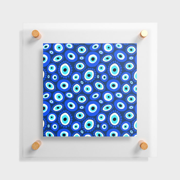 Evil Eye Symbol Blue White Pattern Floating Acrylic Print