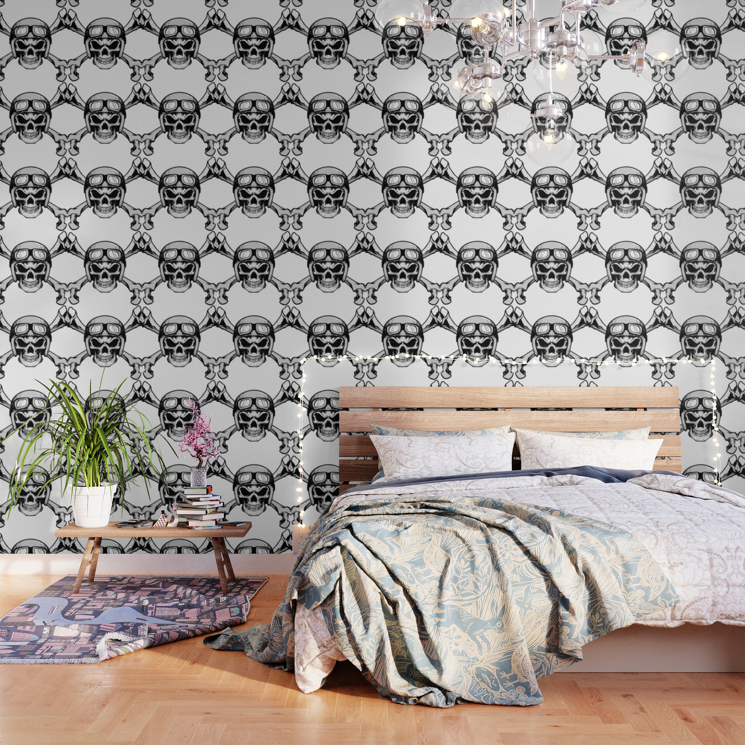 Biker Skull And Cross Bones Wallpaper By Dylanjaimz Society6
