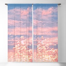 Pink Clouds in Bright Blue Sky Blackout Curtain