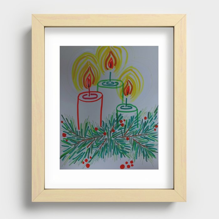 Christmas card #2 candle design Recessed Framed Print