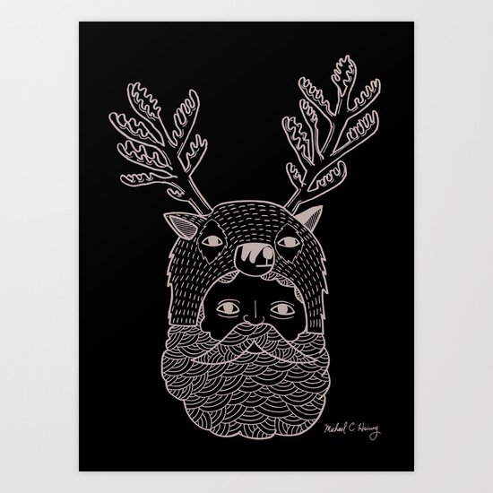 Portrait of Northern Deer Man Art Print