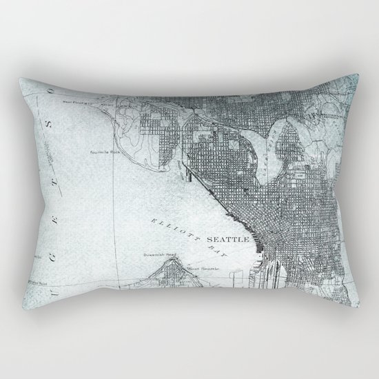 Vintage Seattle City Map Rectangular Pillow