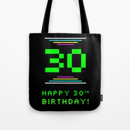 [ Thumbnail: 30th Birthday - Nerdy Geeky Pixelated 8-Bit Computing Graphics Inspired Look Tote Bag ]