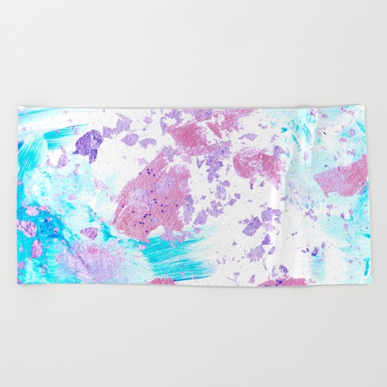 Pink and Blue Metallic Modern Abstract Beach Towel