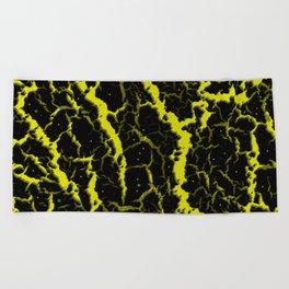 Cracked Space Lava - Yellow Beach Towel