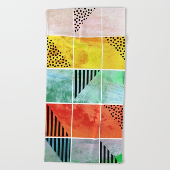 Mosaic Abstract coral Beach Towel