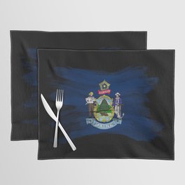Maine state flag brush stroke, Maine flag background Placemat