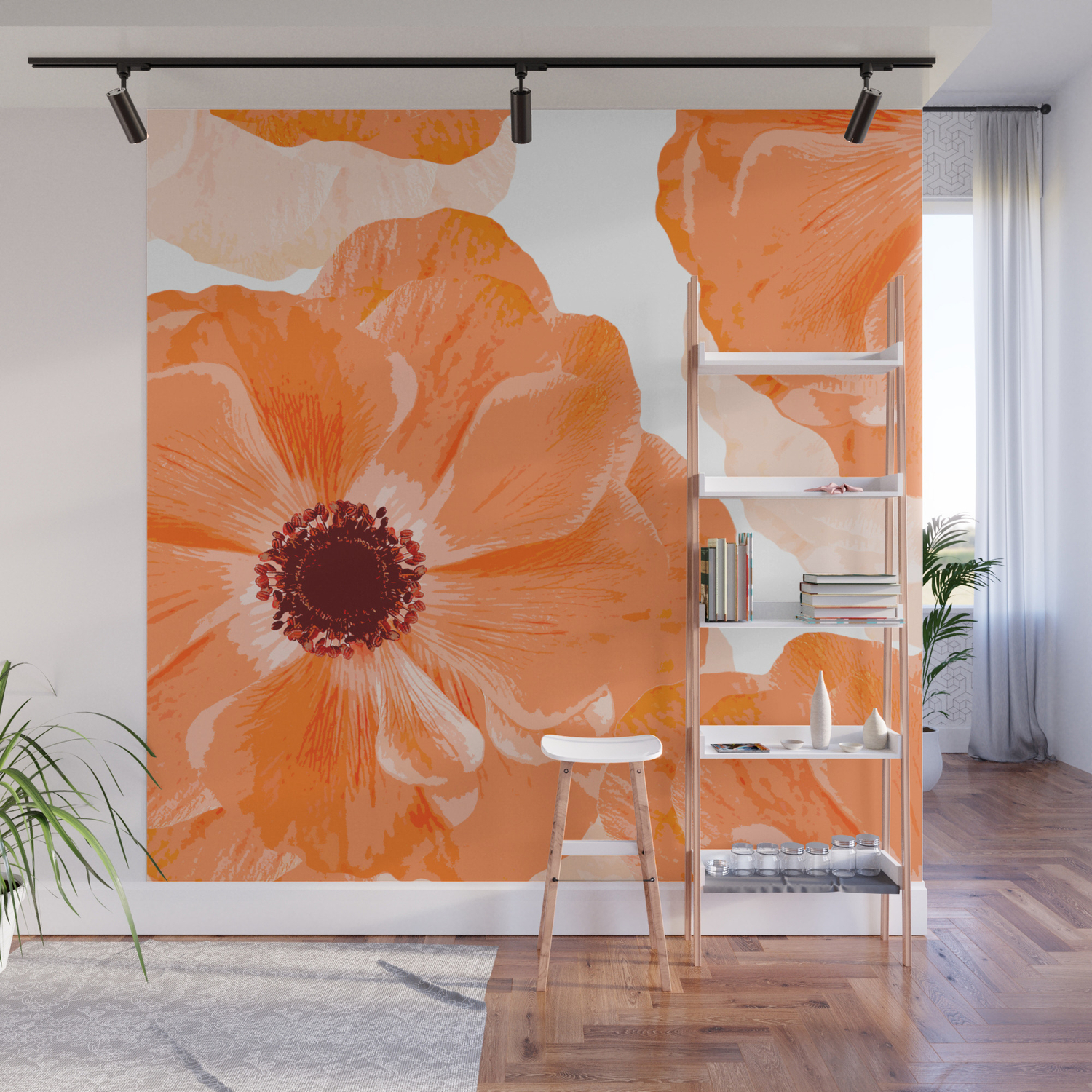 Beautiful Coral Color Flowers White Background Decor Society6