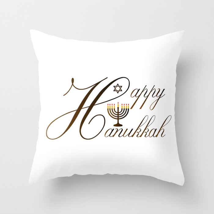 Happy Hanukkah- Jewish holiday celebration with star of David Throw Pillow