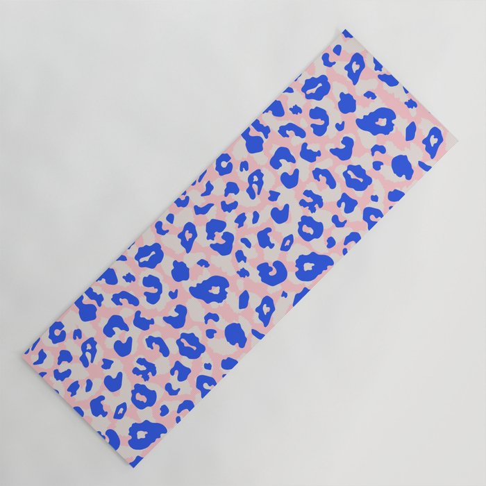 Bohemian Leopard Spots in Blue, Cream and Blush Pink Yoga Mat