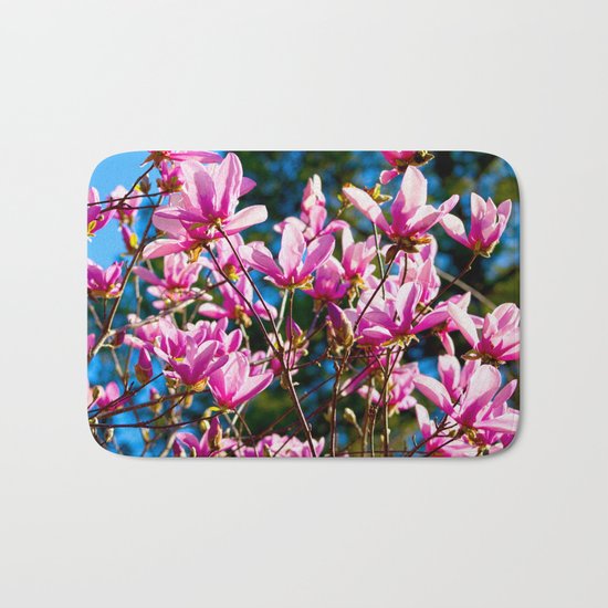 Pink Flowers In The Sun Bath Mat
