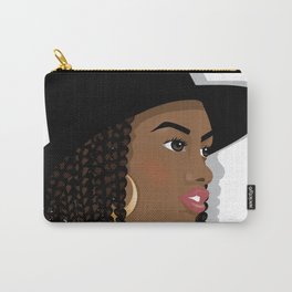 Beautiful Black Woman with Natural Hair and Fedora Hat Carry-All Pouch