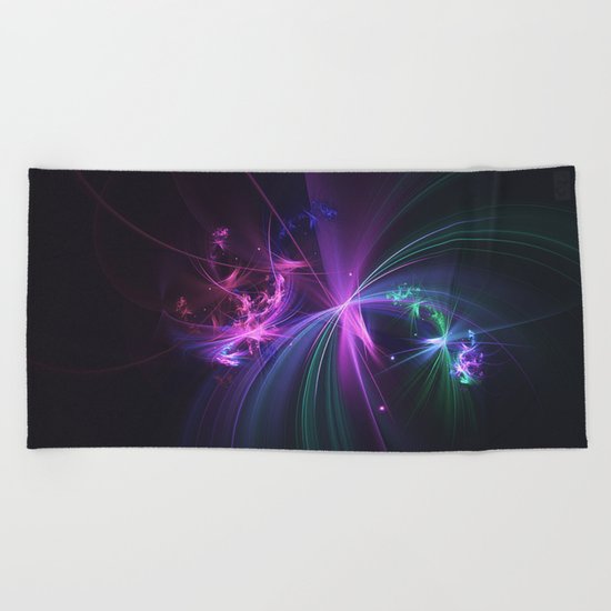 Fireworks Fractal Beach Towel