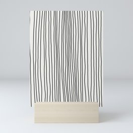 Black and White Vertical Rust Stripes Mini Art Print