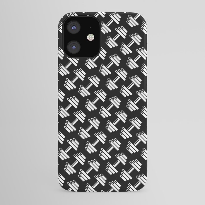 Dumbbellicious inverted / Black and white dumbbell pattern iPhone Case