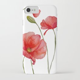 watercolor poppys flowers iPhone Case