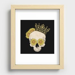 Skull with crown and sunflowers Recessed Framed Print