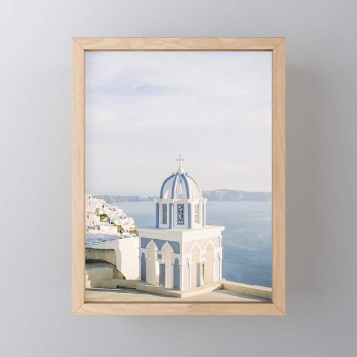 Pastel Blue Church Framed Mini Art Print