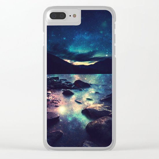 Magical Mountain Lake : Deep Pastels Teal Mauve Clear iPhone Case