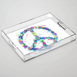 Colorful Hearts Whirled Peace & Love Acrylic Tray