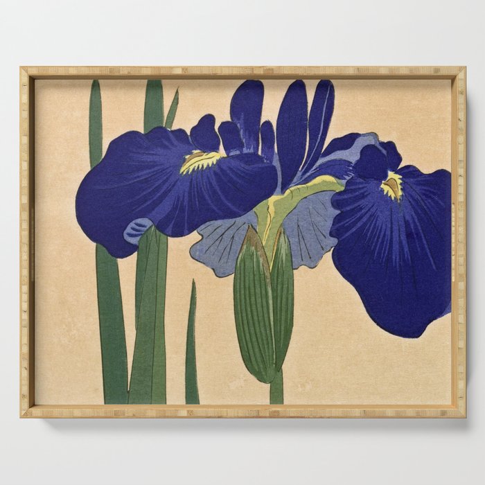 Blue Irises, 1900-1930 by Ohara Koson Serving Tray