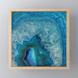 Teal Blue Agate slice Framed Mini Art Print