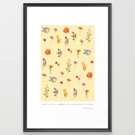 She is like a wildflower typographic yellow watercolour print  Framed Art Print