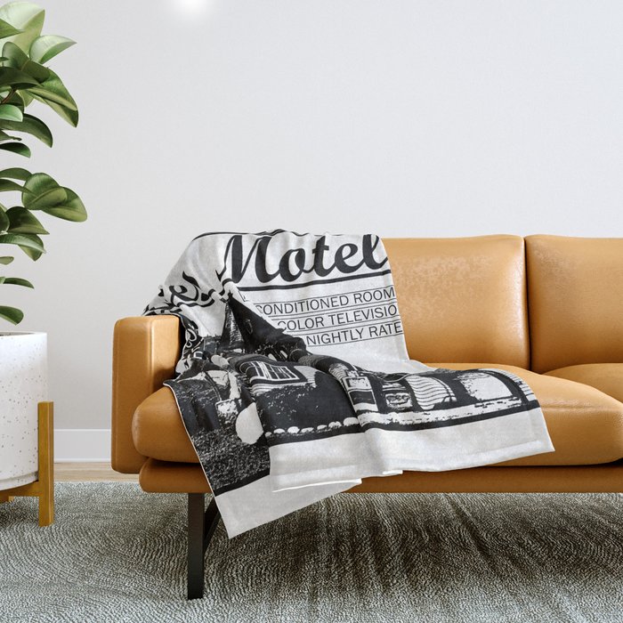 Bates Motel Advertisement Black Type Throw Blanket by Riley