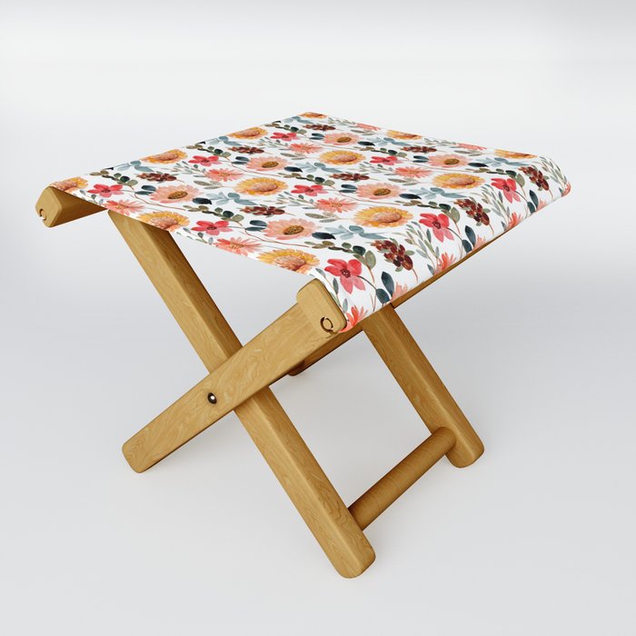 Watercolor floral Folding Stool