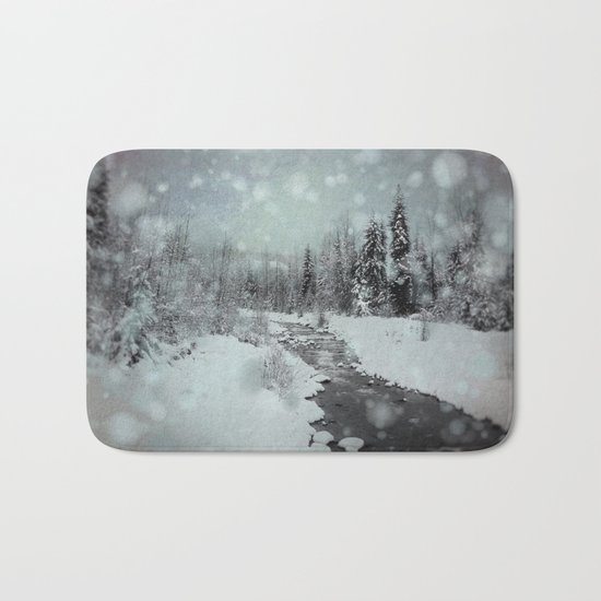 Blue Winter Landscape Bath Mat