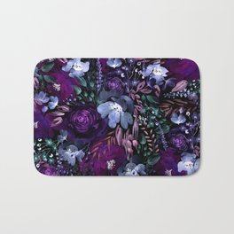 Deep Floral Chaos blue & violet Bath Mat