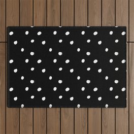 white tiny polka dots on black - Mix & Match with Simplicty of life Outdoor Rug