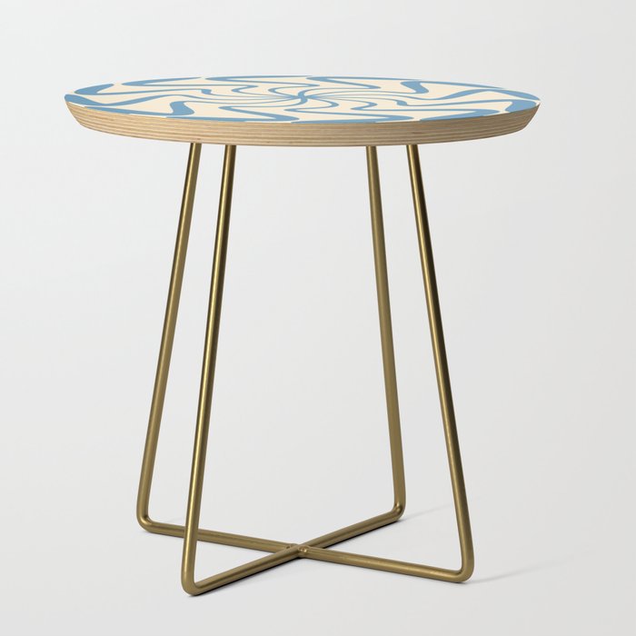 Mid Century Abstract Liquid Lines Pattern - Cerulean Frost and Papaya Whip Side Table