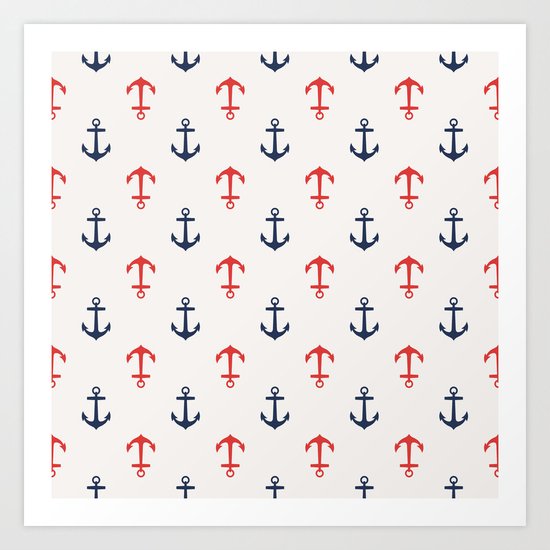 Nautical anchor pattern Art Print