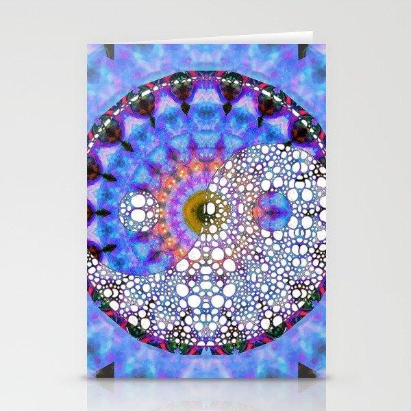 Raw Energy Yin And Yang Symbol - Blue And Purple Art - Sharon Cummings Stationery Cards