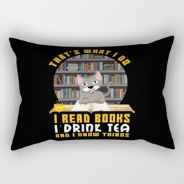 Cat Read Books Drink Tea Book Reading Bookworm Rectangular Pillow