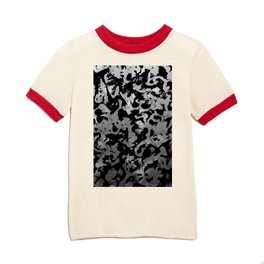 Modern Camouflage: Silver Grey and Black Artistic Expression Kids T Shirt