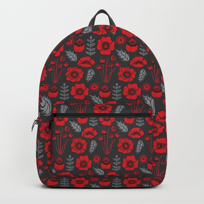 Red Poppy Pattern Backpack