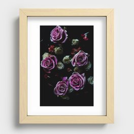 Dark Floral Pink Roses 2 Recessed Framed Print