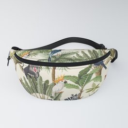 Exotic trees and animals hand drawn illustration pattern Fanny Pack