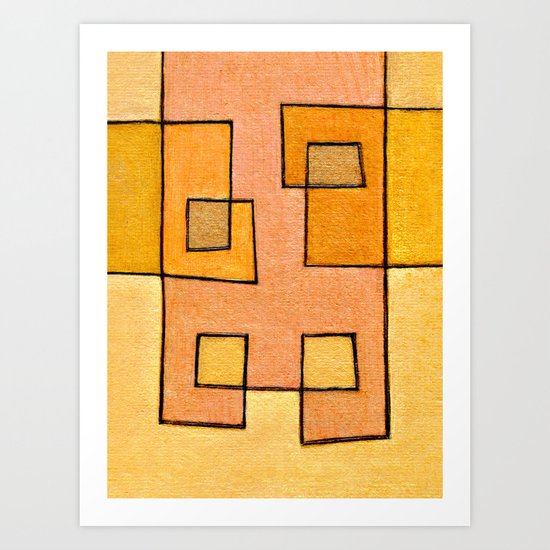 Protoglifo 04 'yellow hugging pink' Art Print