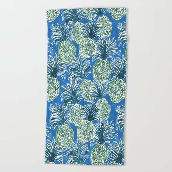 LAPIS PINEAPPLE O'CLOCK Tropical Print Beach Towel