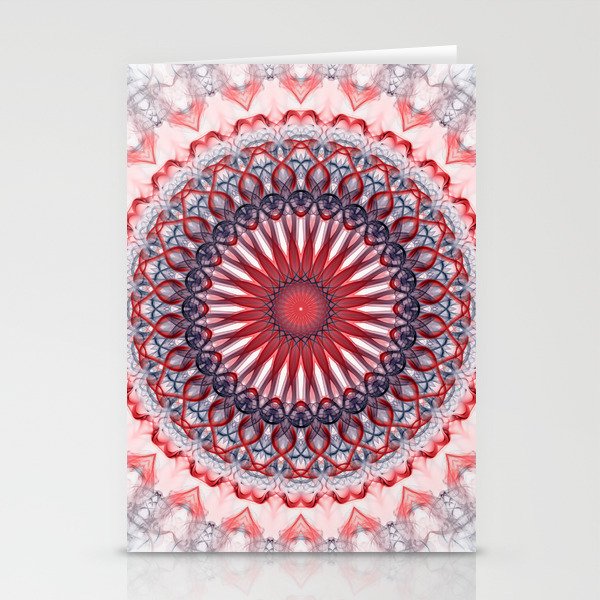 Cream, violet and red mandala Stationery Cards