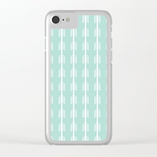 Isabella - minimal arrows mint and white modern dorm college nursery kids art Clear iPhone Case