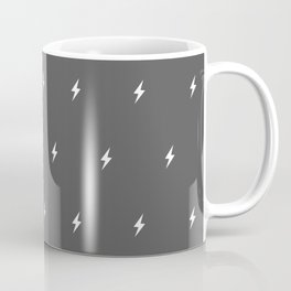 White Lightning Bolt pattern on Dark Grey background Mug