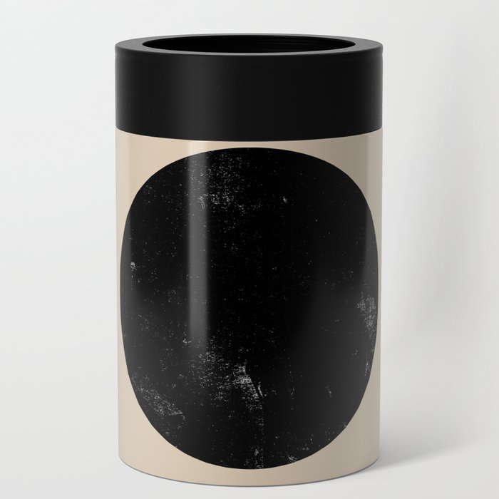 Beiged out Black Circle Art Can Cooler