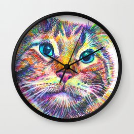 Colorful Animal - Rainbow Cat Wall Clock